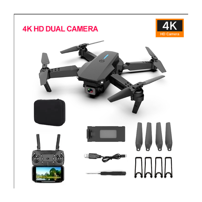 DRONE CON CAMARA FRONTAL Y CENTRAL 4K 3 VELOCIDADES