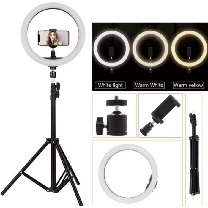 Aro de luz Ditron LED 26 CM con trípode 1,50 MTS selfie