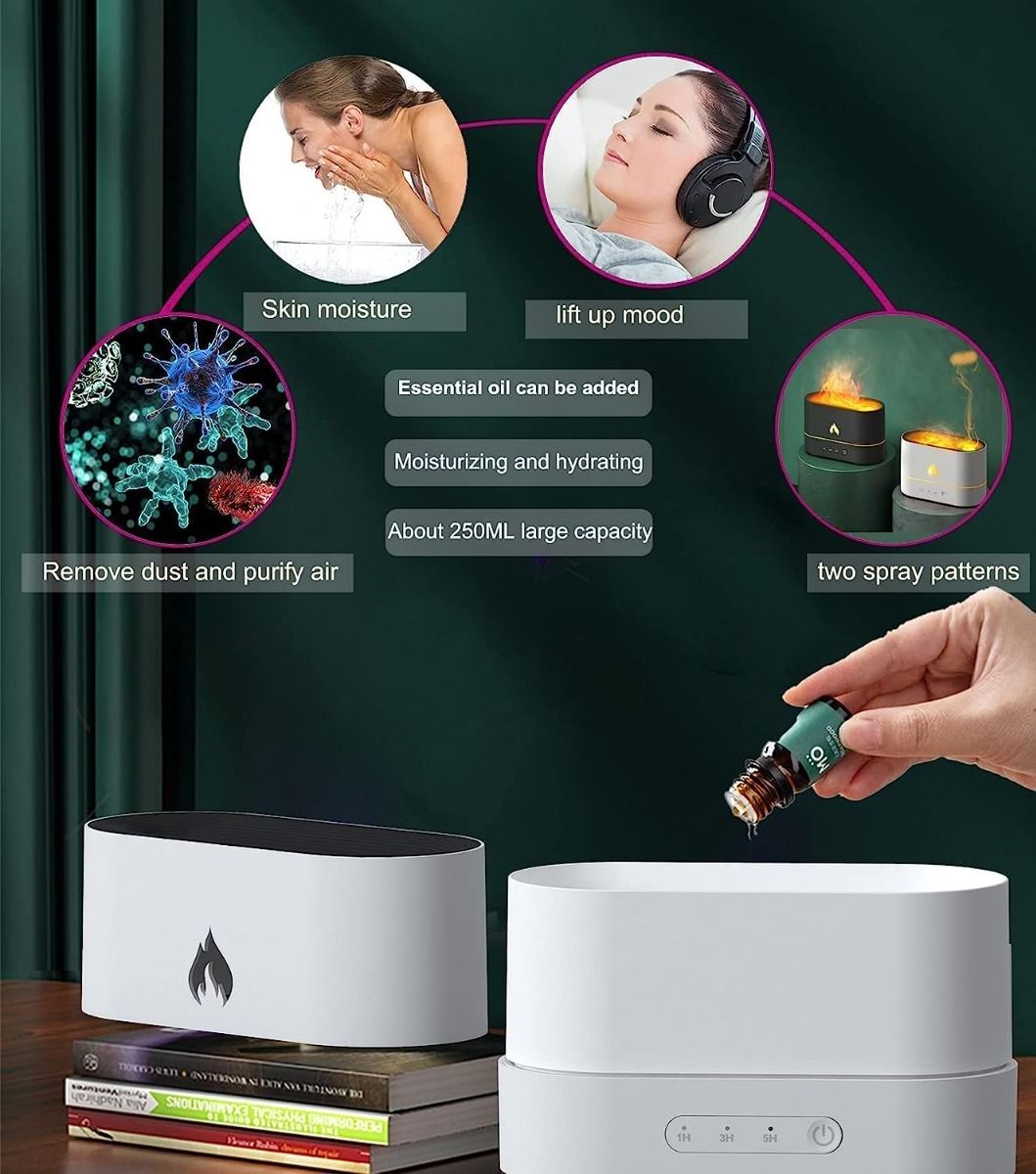 Difusor Humidificador Vaporizador Efecto Llama (Apto Aceite)
