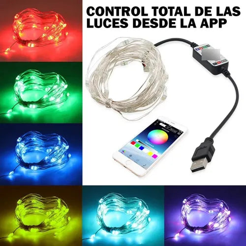 Guirnalda Led Multicolor - App Bluetooth Usb 10m