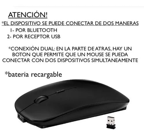 Mouse Inalámbrico P/ Macbook iPad Bluetooth Recargable (Color segun stock)